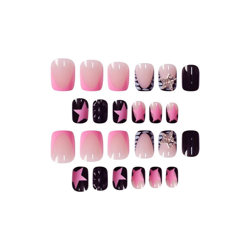 Press-On Nail Kit Featuring Star and Gem Decorations
