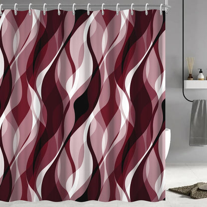 Wavy Design Shower Curtain in Abstract Style