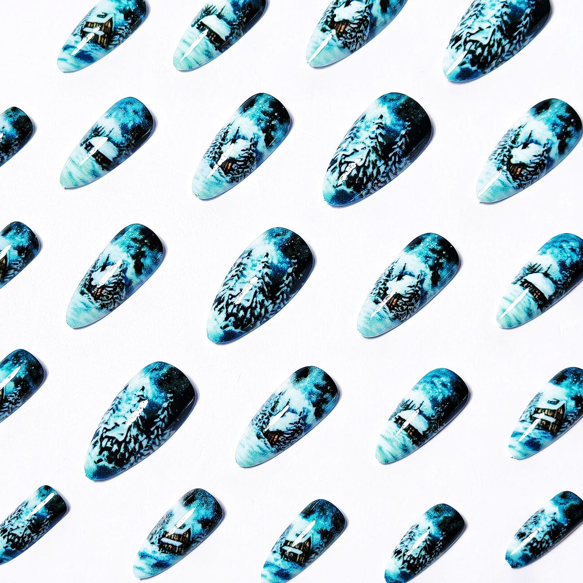 Winter Cabin Themed Nail Art Design