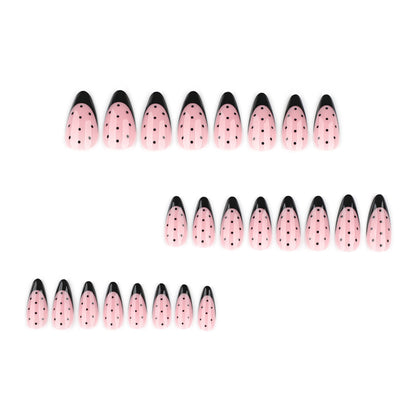 Black Dot Patterned Stiletto Nails – Artistic Design