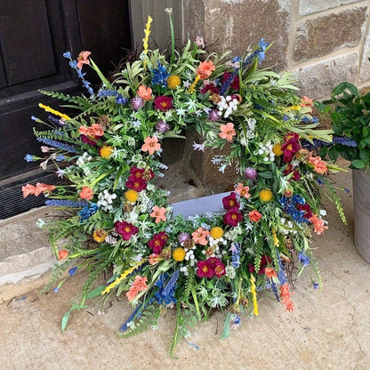Texas Wildflower Design Floral Wreath for Front Door Decoration
