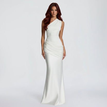 Long Sleeve Bodycon Mermaid Evening Gown in Satin Maxi Style