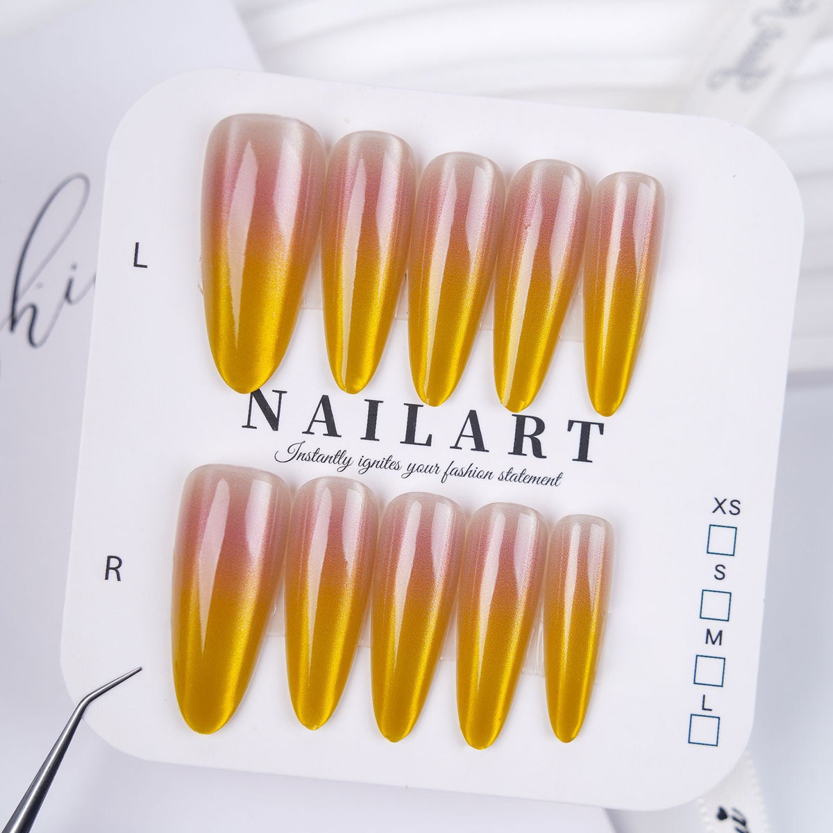 Floral Embellished Press-On Stiletto Nail Set