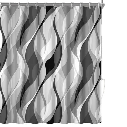 Wavy Design Shower Curtain in Abstract Style