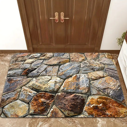 Optical Illusion Bath Mat with 3D Brick Design
