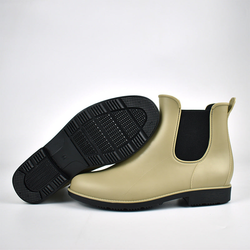 Waterproof Slip-On Ankle Booties for Women - Non-Slip Chelsea Rain Boots