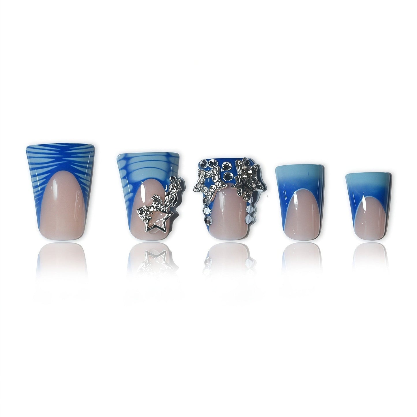 Ocean-Themed 3D Nail Art Stickers for Press-On Application