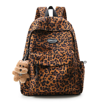School Backpack with Animal Print Design