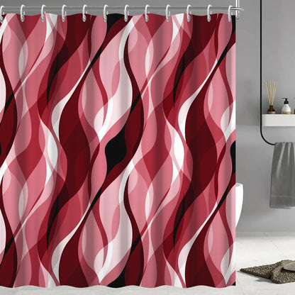 Wavy Design Shower Curtain in Abstract Style