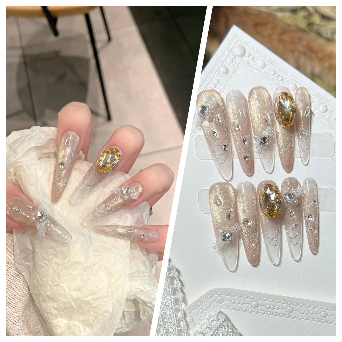 Charming Patterned Press-On Stiletto Nail Set