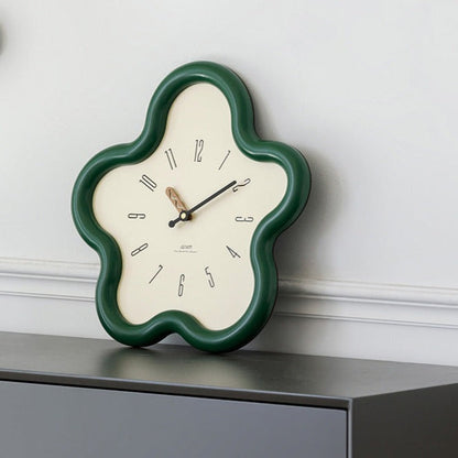 Silent Pendulum Wall Clock with 3D Floral Design for Bedroom Decor