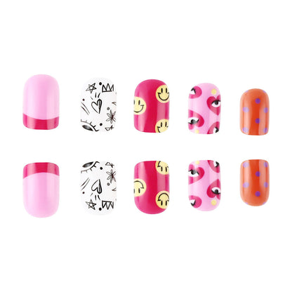 Creative Press-On Nail Art Collection Featuring Fun Patterns