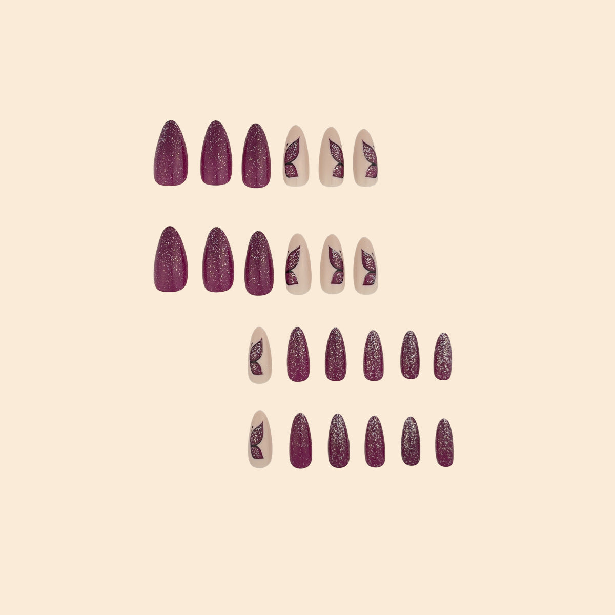 Butterfly Design Glitter Nail Tips