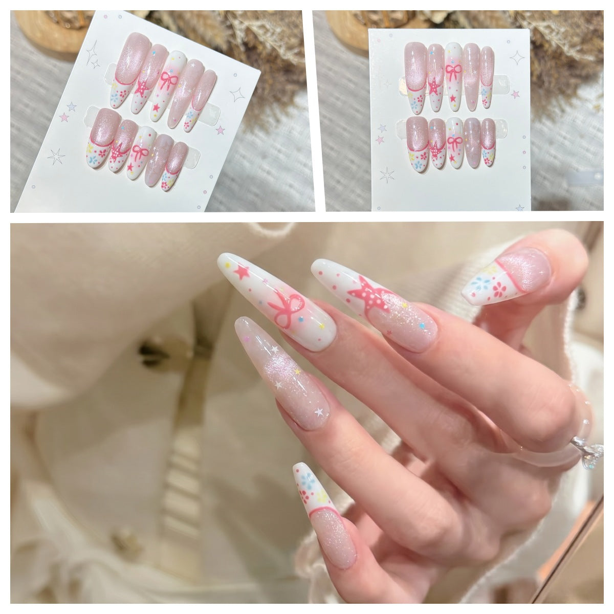 Charming Patterned Press-On Stiletto Nail Set