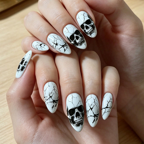 Skull Pattern Nail Wraps with Artistic Design