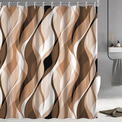Wavy Design Shower Curtain in Abstract Style