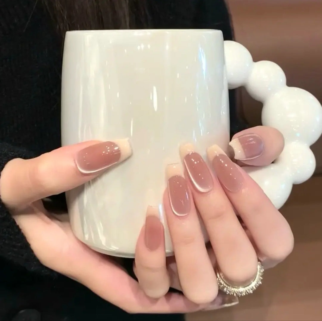 Floral Design Acrylic Nails with Elegant Tips