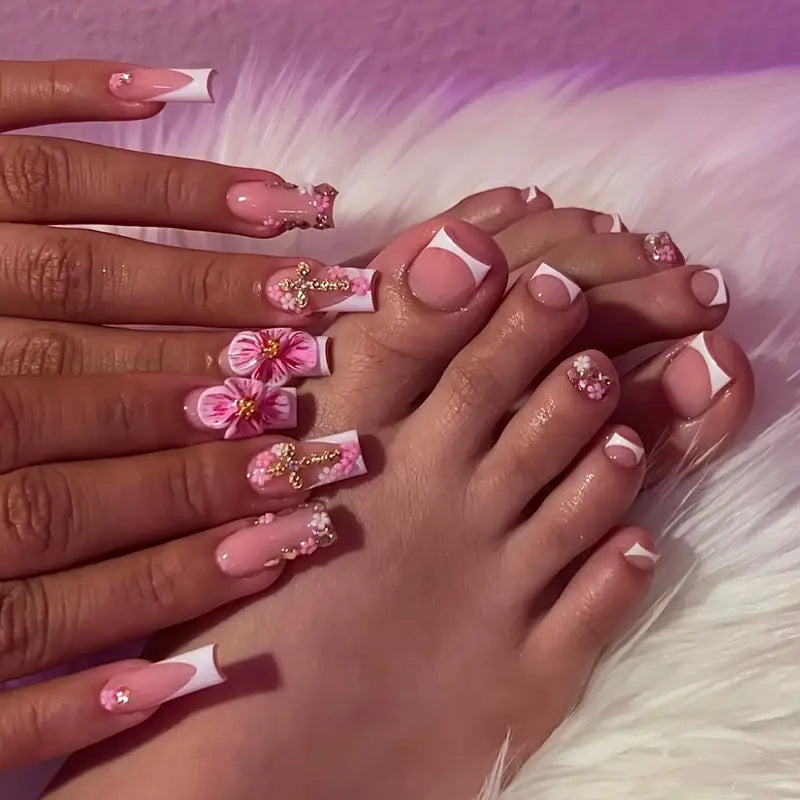 Floral 3D Press-On Nail Art Set