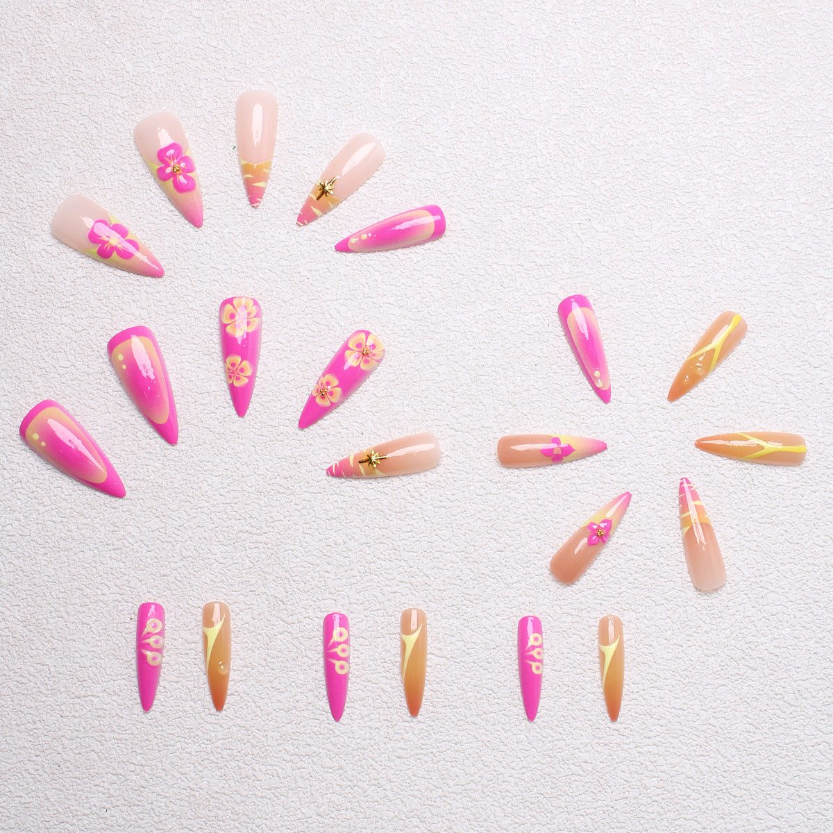 Floral and Abstract Design Nail Tips - Artistic Styles