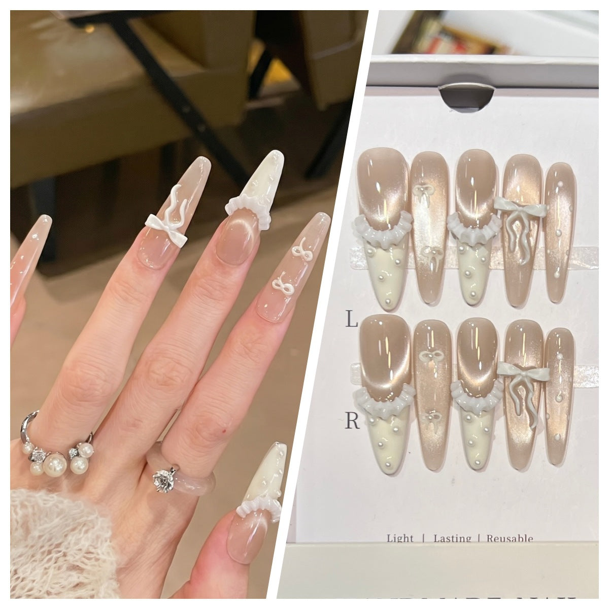 Charming Patterned Press-On Stiletto Nail Set