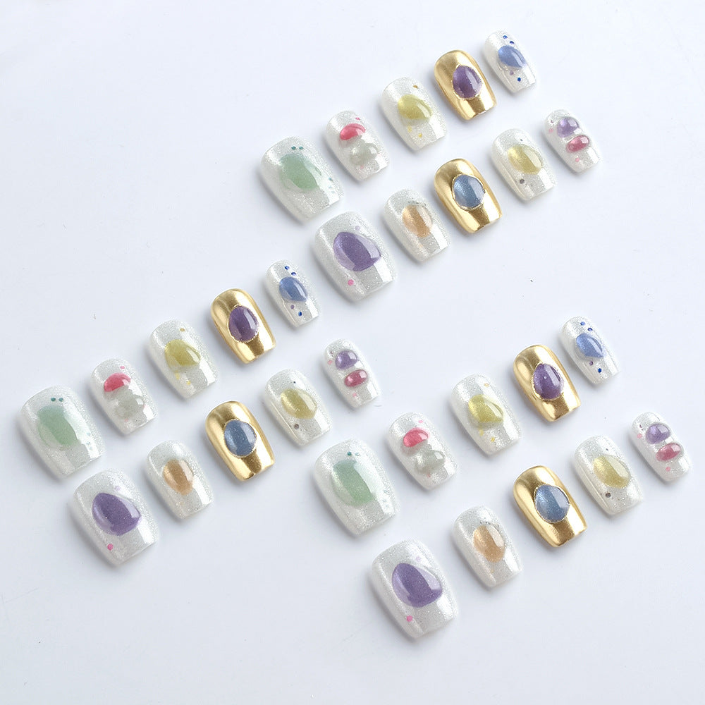 Artistic Stone Designed Press-On Nail Set