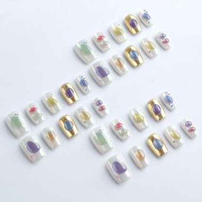 Artistic Stone Designed Press-On Nail Set