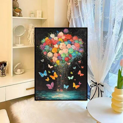 Floral Canvas Art featuring Abstract Butterfly Design