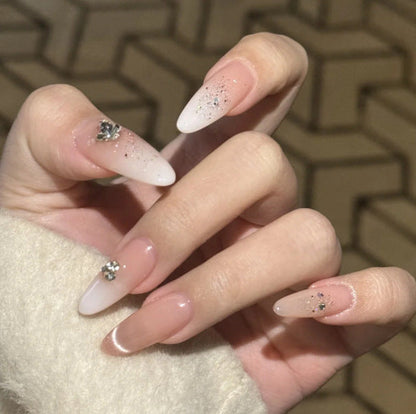Gemstone Accent Press-On Nail Art Design