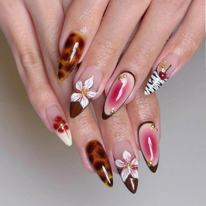 Press-On Nail Art Set with Animal Designs
