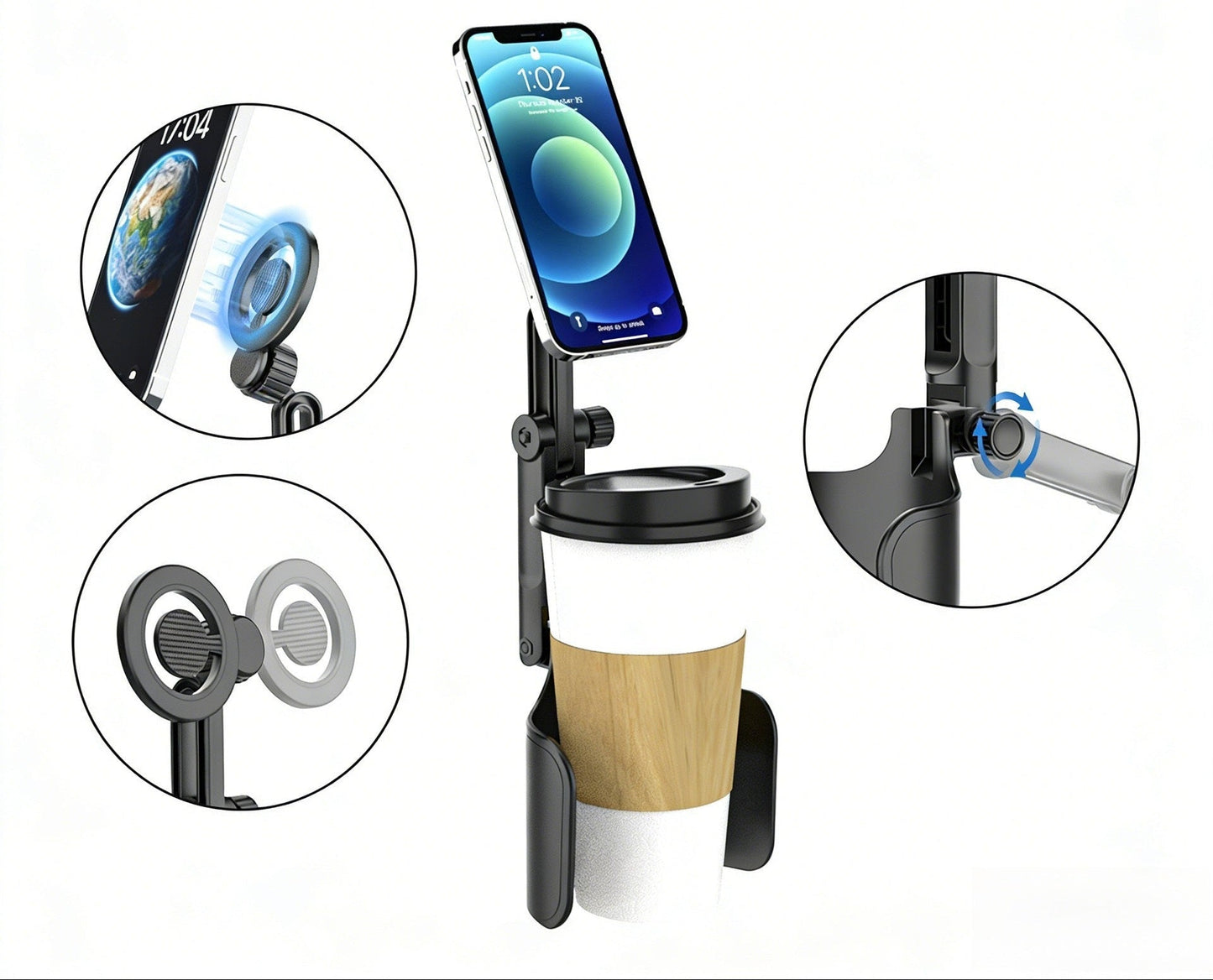 Telescopic Support Arm Tablet & Smartphone Holder for Car Headrests