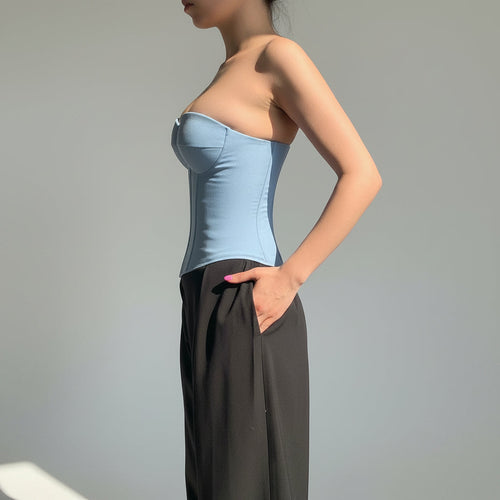 Strapless Bodycon Crop Top with Boning - Corset Style Bustier