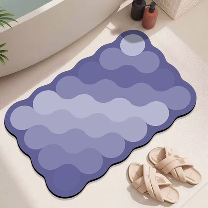 Wave Pattern Bath Mat with Abstract Design