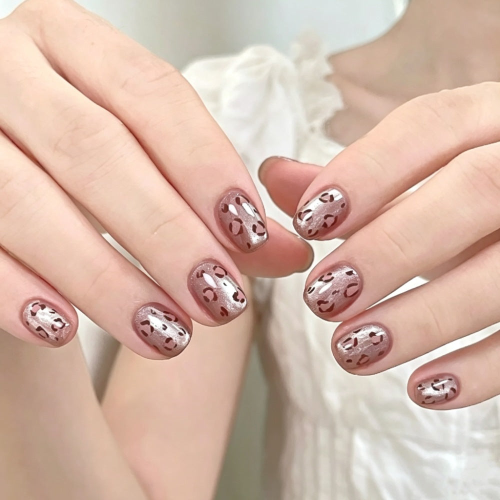Leopard Print Design Press-On Nail Set - Artistic Style