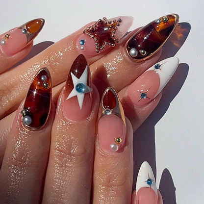 Press-On Nail Art Kit Featuring Unique Gemstone Details