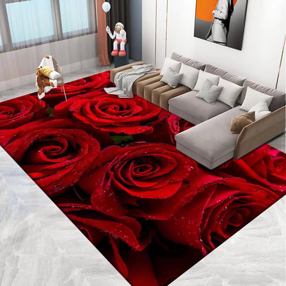 Floral Area Rug in 3D Print Design