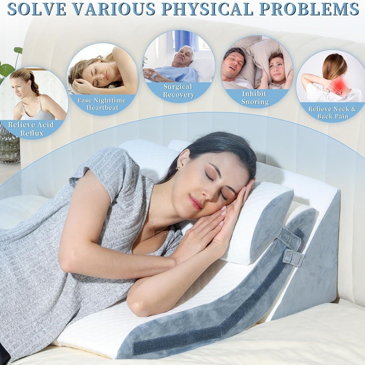 Elevated Sleep Wedge Pillow with Adjustable Height
