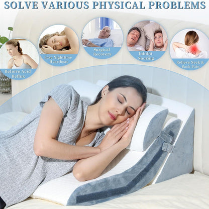Elevated Sleep Wedge Pillow with Adjustable Height