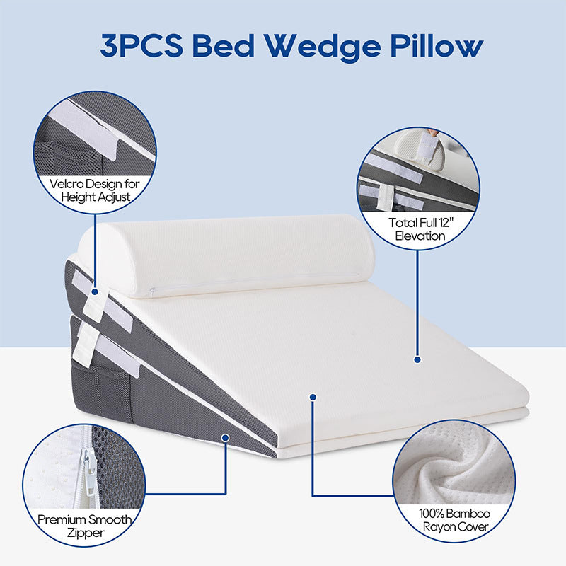 Multi-Position Wedge Pillow with Adjustable Backrest