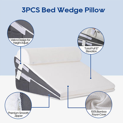 Multi-Position Wedge Pillow with Adjustable Backrest