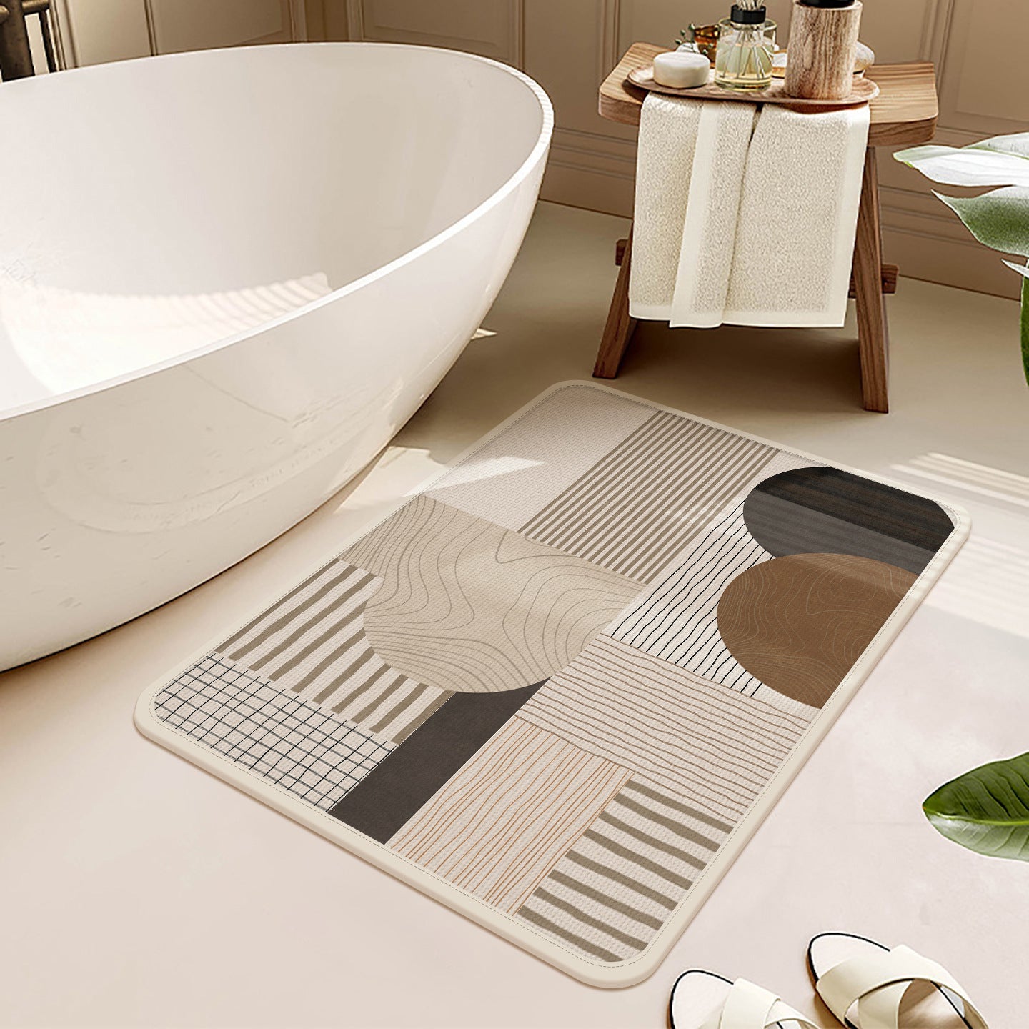 Geometric Pattern Bath Mat in Abstract Design