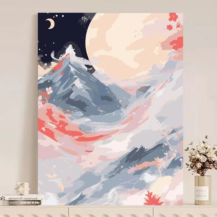 Canvas Artwork of Abstract Mountain Scenery