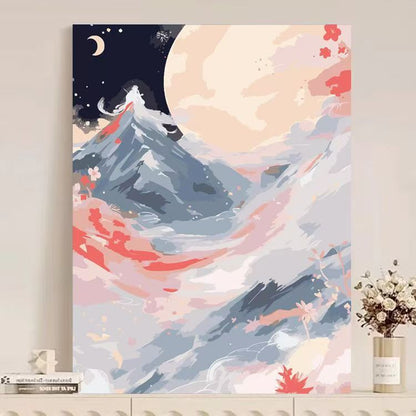 Canvas Artwork of Abstract Mountain Scenery