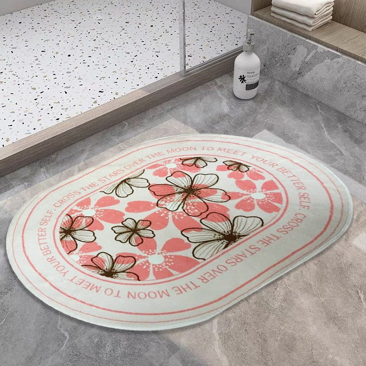 Motivational Bath Mat with Abstract Design