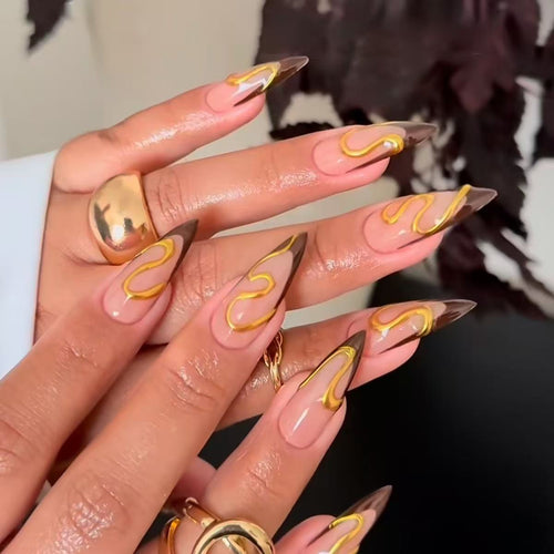 Abstract Design Stiletto Nail Extensions – Artistic Style