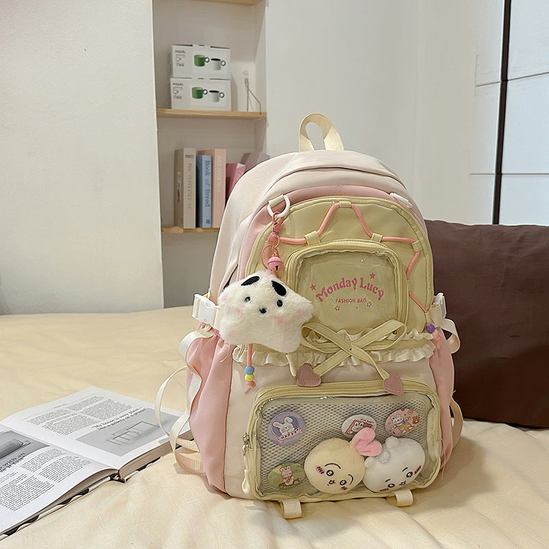 Charming School Backpack with Multiple Pockets and Character Design