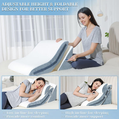 Elevated Sleep Wedge Pillow with Adjustable Height