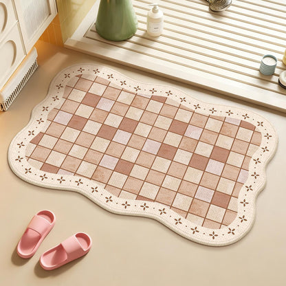 Floral Patterned Bath Mat with Absorbent Texture