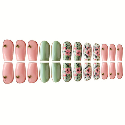 Nail Art Kit with Floral Design Press-On Nails