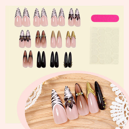 Creative Pattern Press-On Nail Set in Stiletto Shape