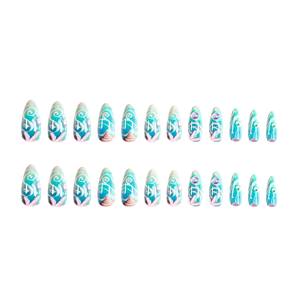 Stiletto Nail Design with Coastal Elements